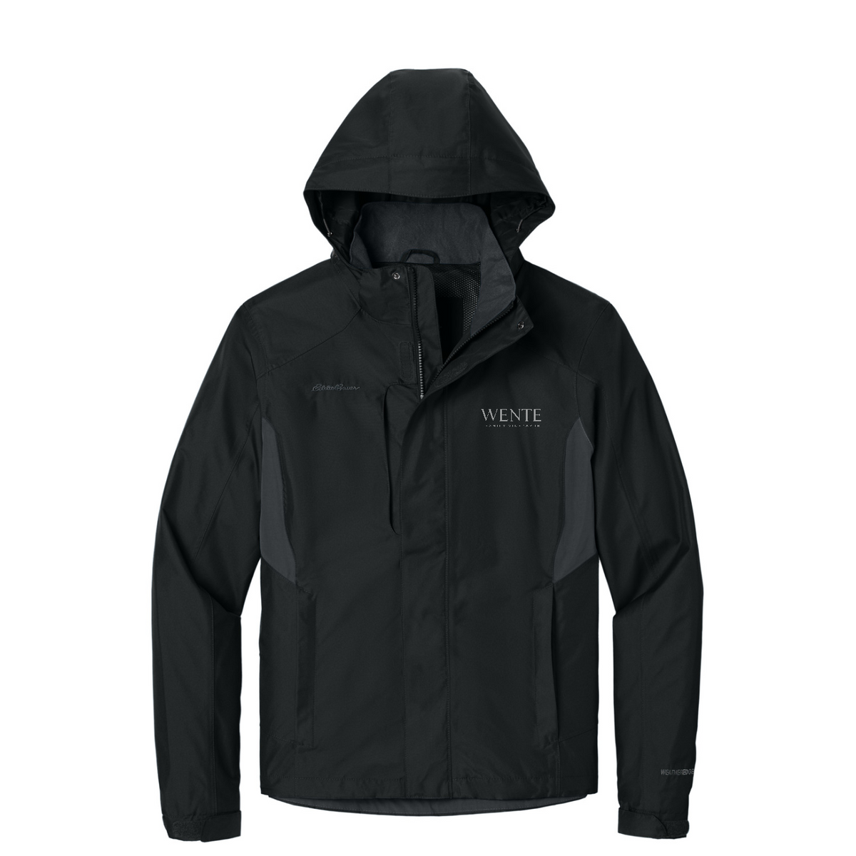 Eddie Bauer Rain Jacket — Black/ Steel Grey