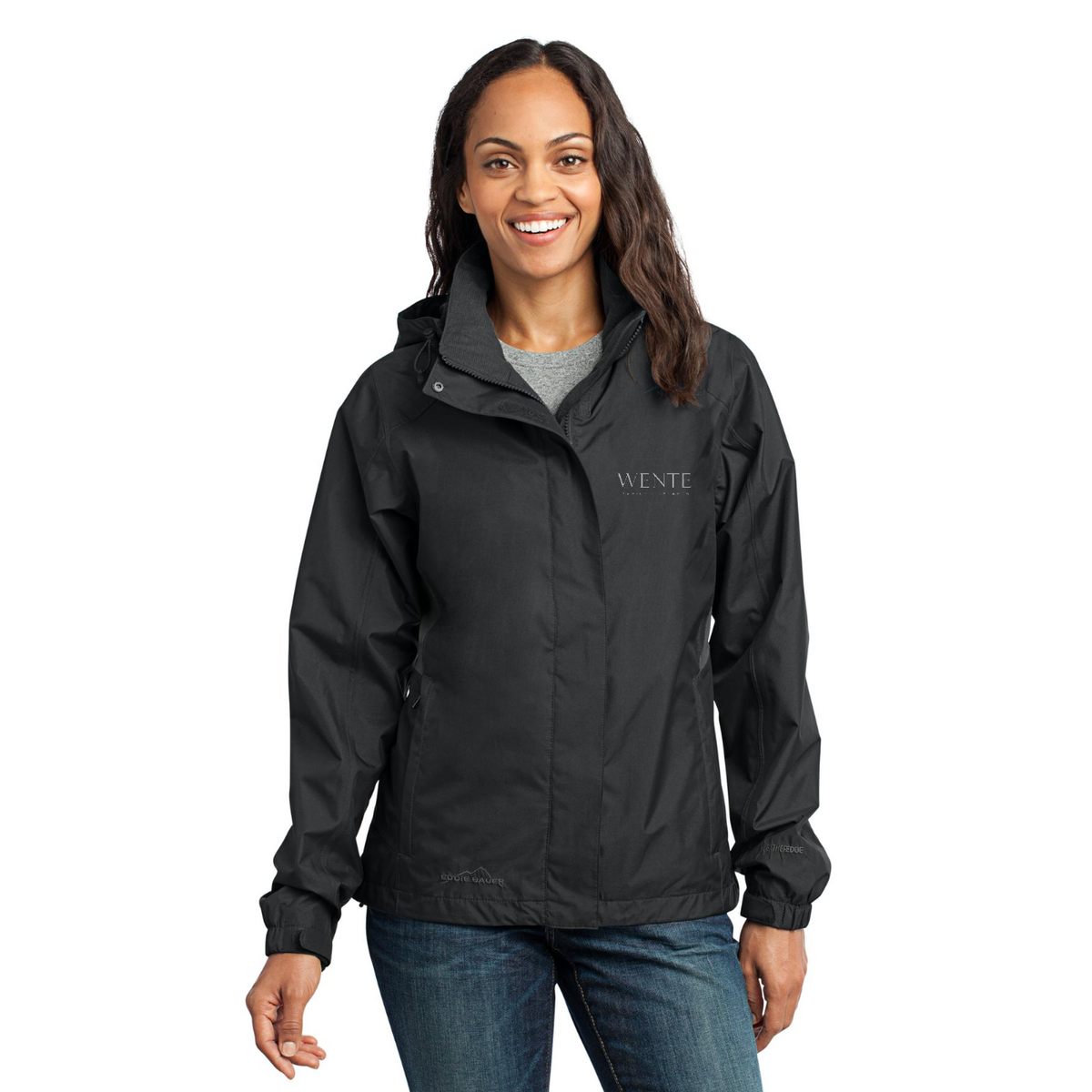 Eddie Bauer Women's Rain Jacket — Black/ Steel Grey
